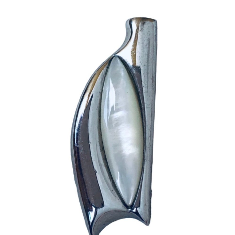 Sterling Silver 925 LUC Lucas Lameth Signed Mother of Pear Pendant Modernist - Picture 7 of 11